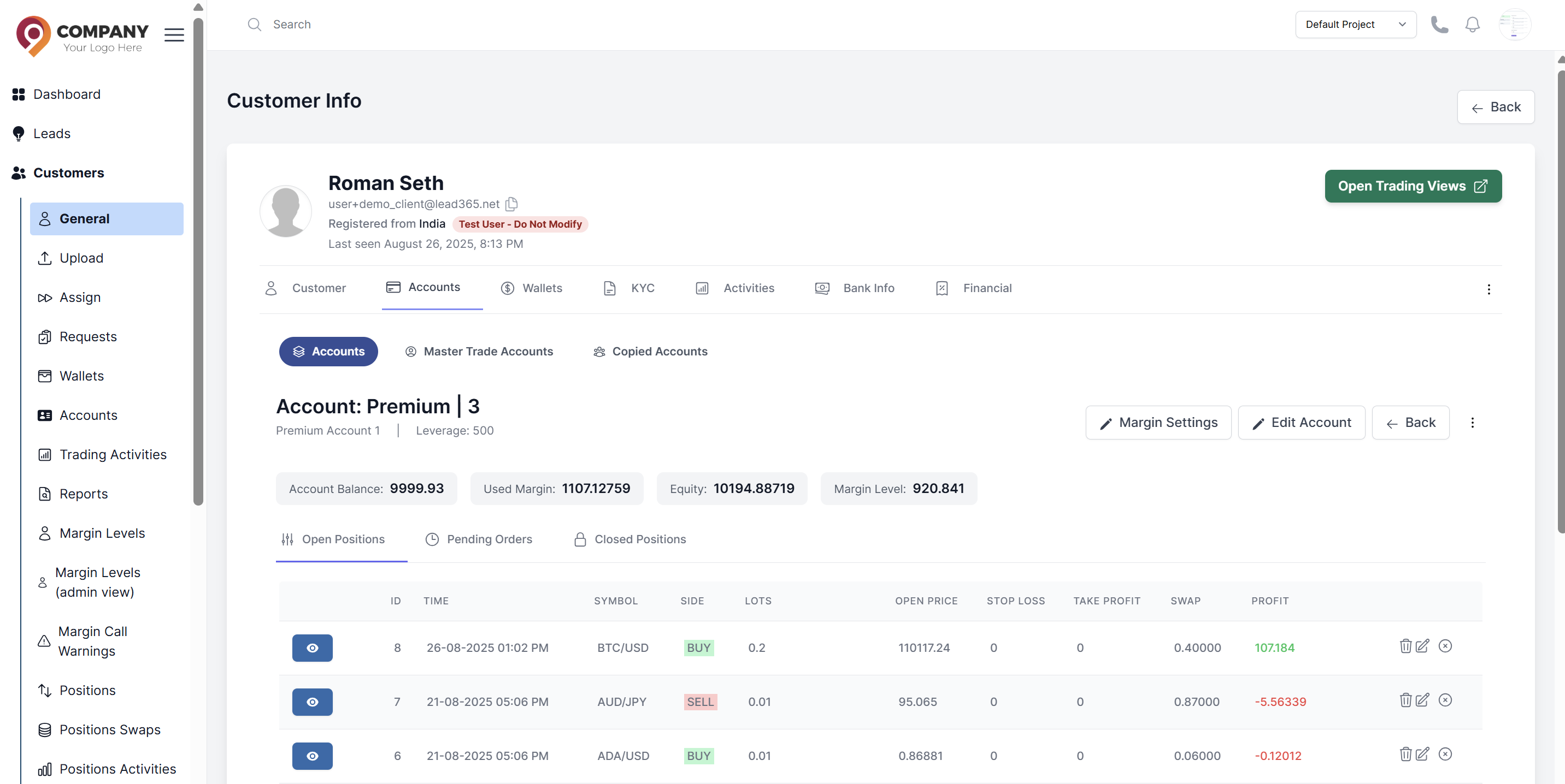 Account view