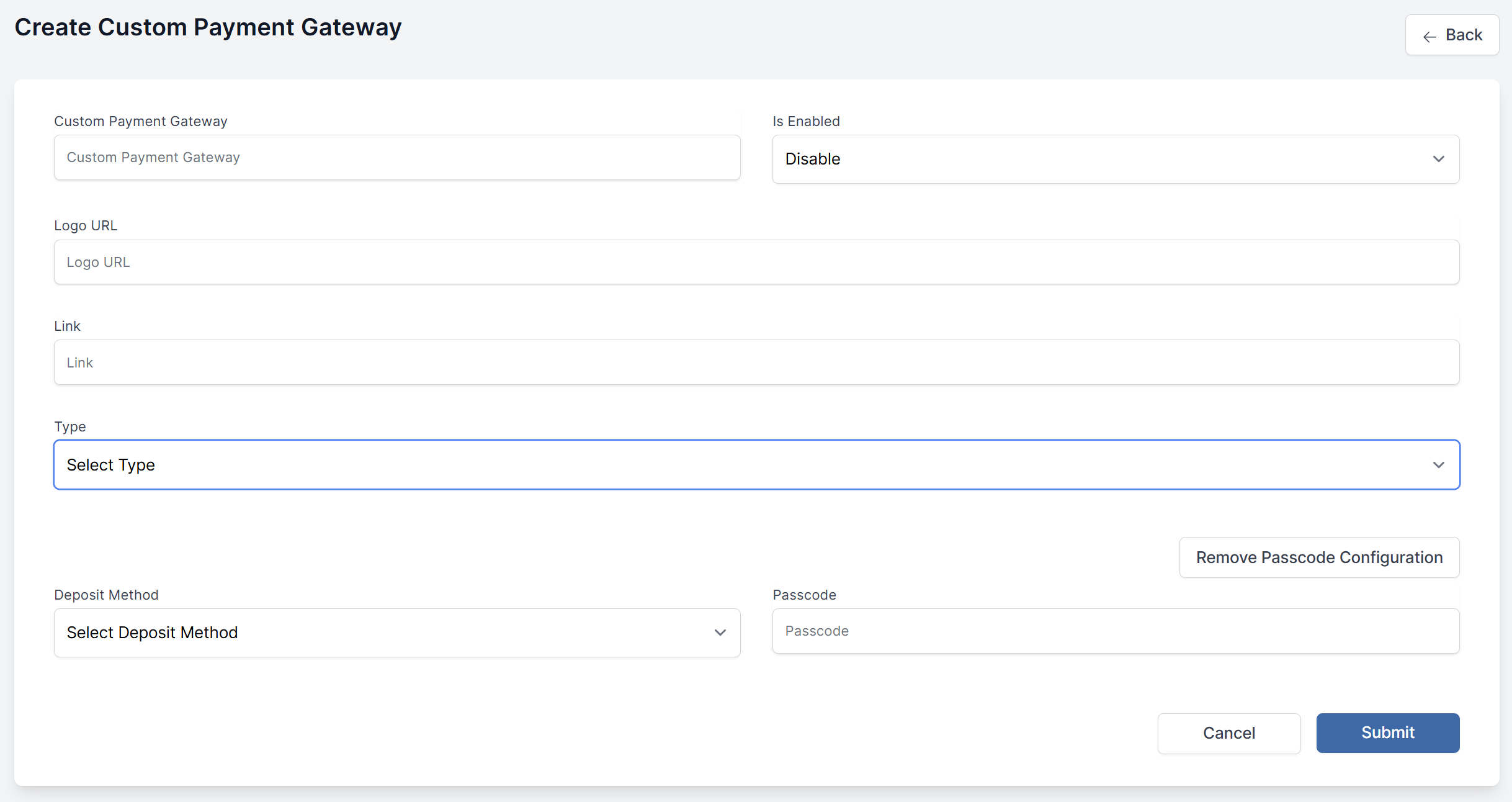 Create custom payment gateway