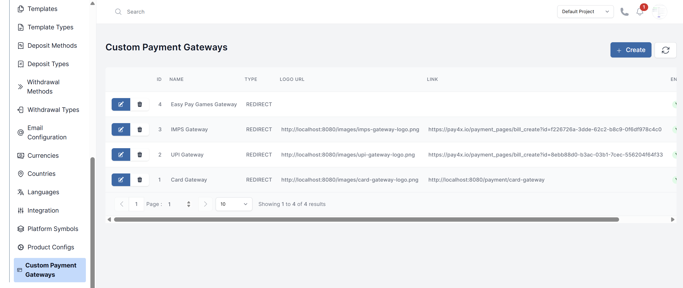 Custom payment gateway