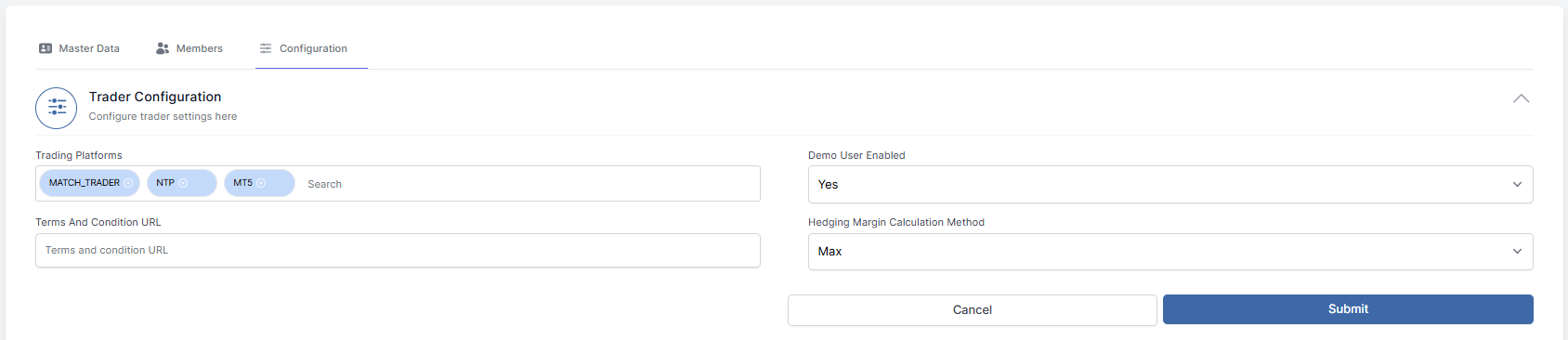 Trader Configuration