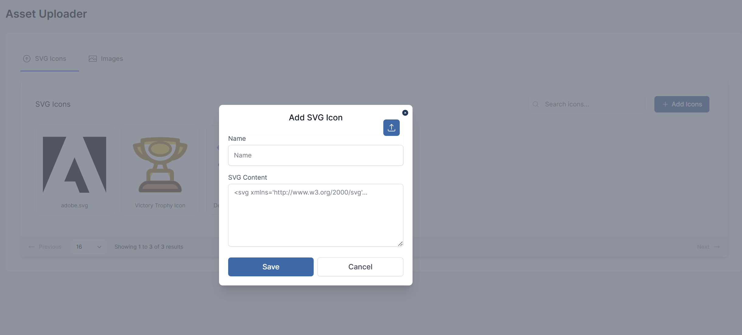 Upload icons